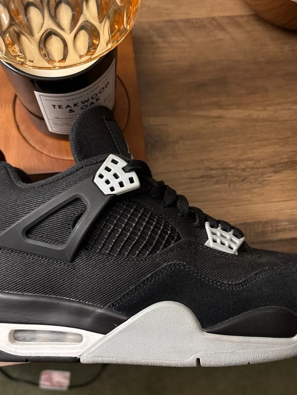 Air Jordan 4 Retro 'Black' Canvas Men’s Sneakers size 9